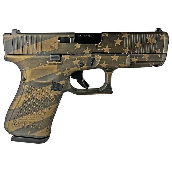 Glock 19 Gen 5 Custom "Distressed Flag Burnt Bronze" 9mm 4.02" Barrel 15-Rounds